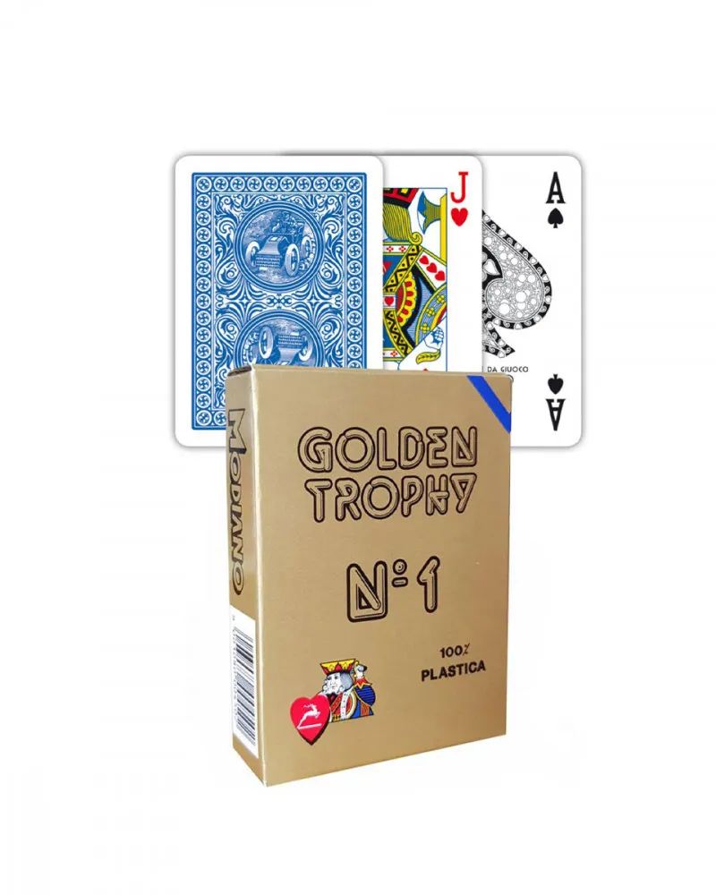 Modiano Poker-Karten Golden Trophy – Premium-Set Mit Blauem Rücken, 4 Index, Perfekt Für Pokerabende