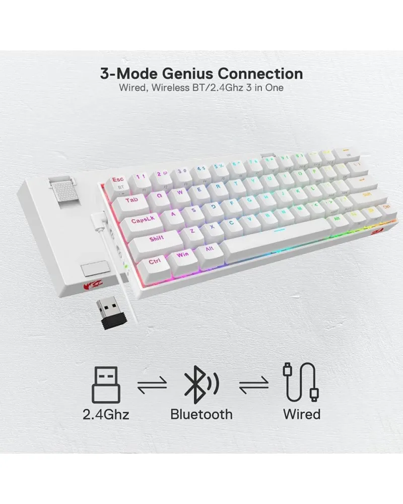 Tastatura Redragon Draconic K530 RGB Pro Bluetooth - White 