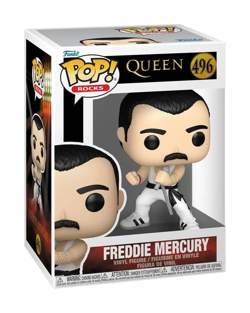 Bobble Figure Rocks - Queen POP! - Freddie Mercury (White Singlet) #496 