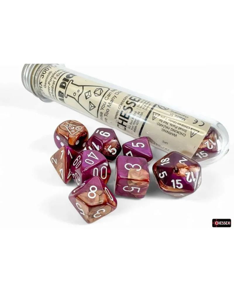 Kockice Chessex - Gemini - Polyhedral - Copper-Purple & White (7) 