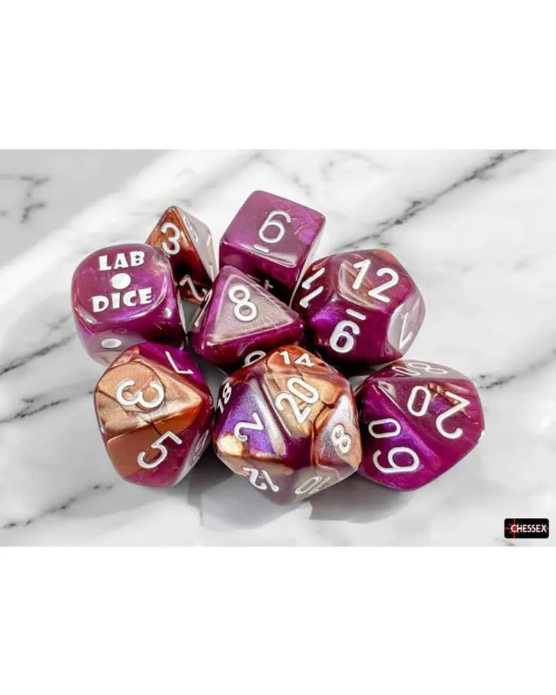 Kockice Chessex - Gemini - Polyhedral - Copper-Purple & White (7) 