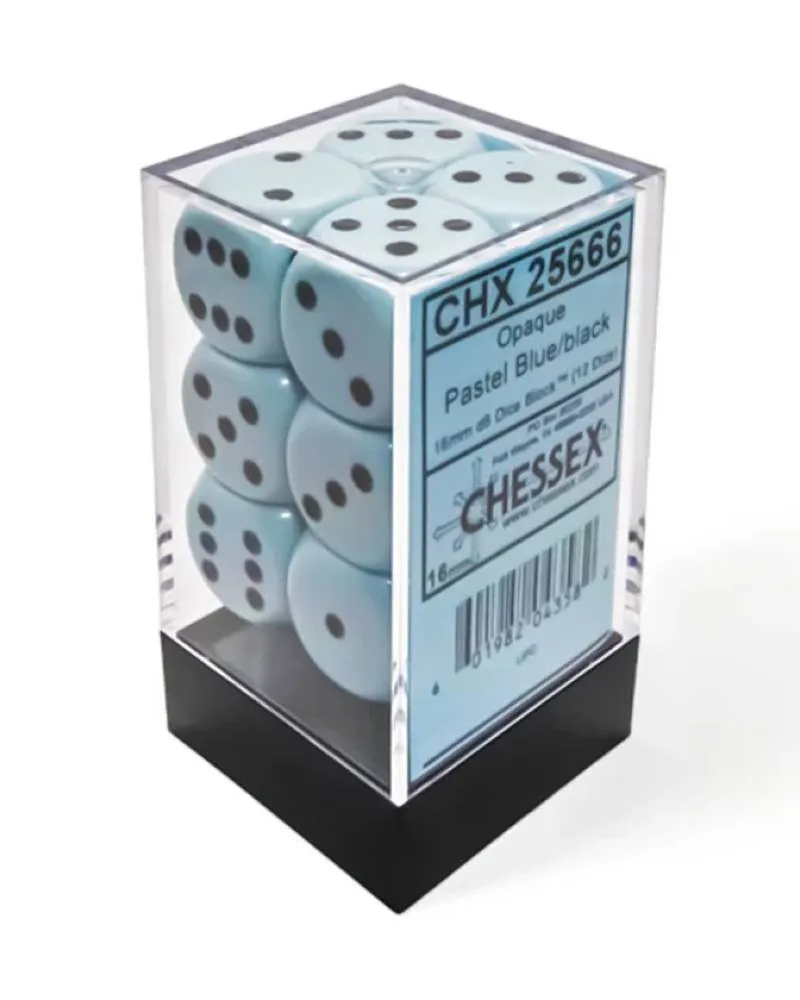 Kockice Chessex - Opaque - Polyhedral - Pastel Blue-Black 12mm (12) 