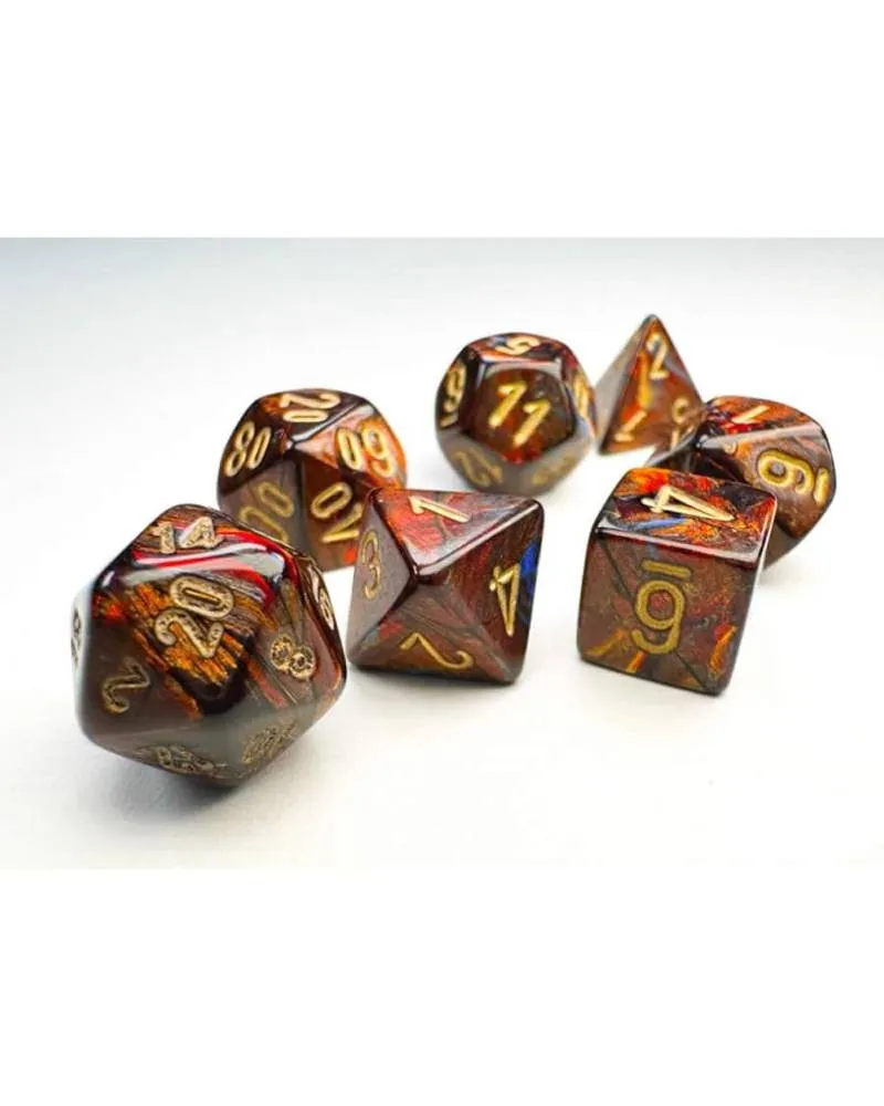 Kockice Chessex - Scarab - Polyhedral Mini - Blue Blood - Gold (7) 