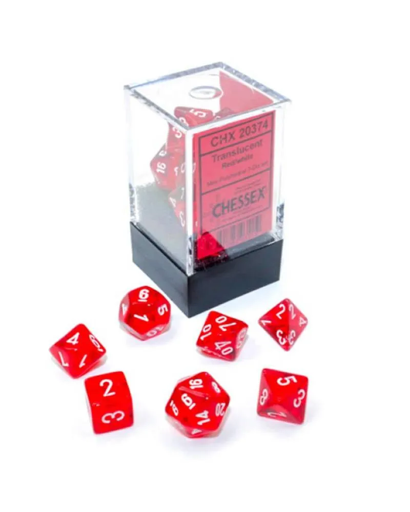 Kockice Chessex - Translucent- Polyhedral Mini - Red-White (7) 