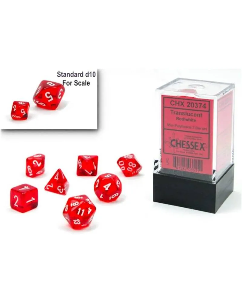 Kockice Chessex - Translucent- Polyhedral Mini - Red-White (7) 