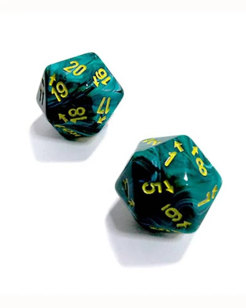 Kockice Chessex - Vortex - Malachite-Yellow - Count up & Down D20 
