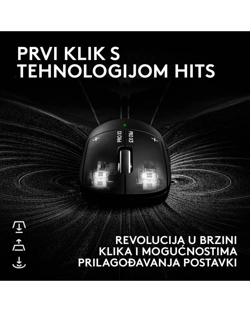 Miš Logitech G PRO X3 Superstrike Wireless - Midnight Black 