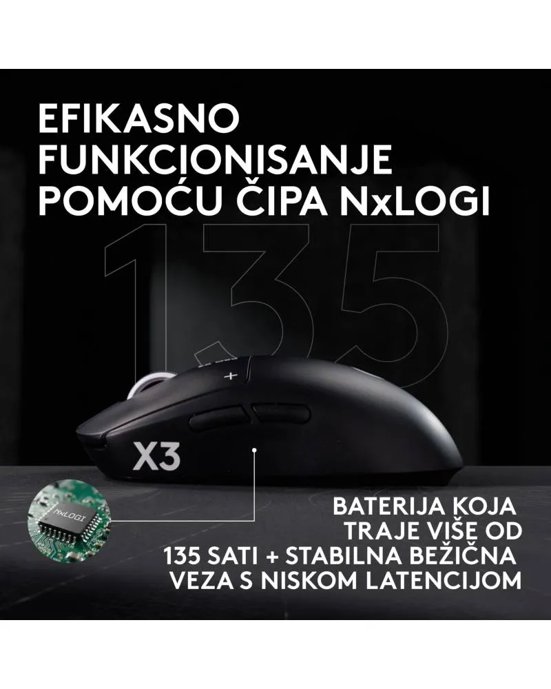 Miš Logitech G PRO X3 Superstrike Wireless - Midnight Black 