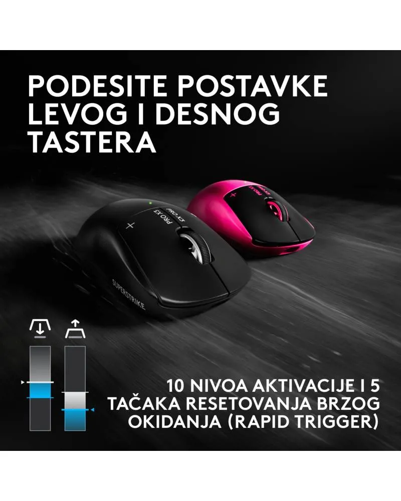 Miš Logitech G PRO X3 Superstrike Wireless - Midnight Black 