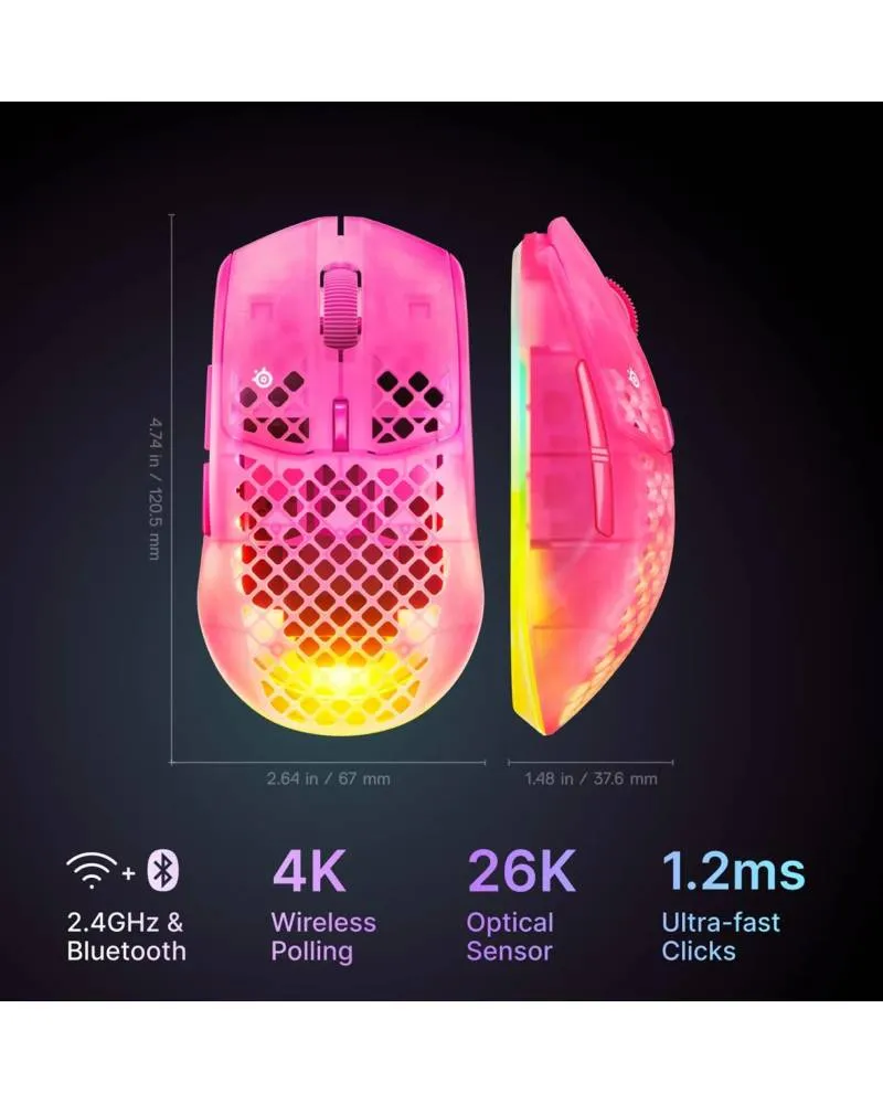 Miš SteelSeries AEROX 3 v2 Wireless - Magenta Haze 