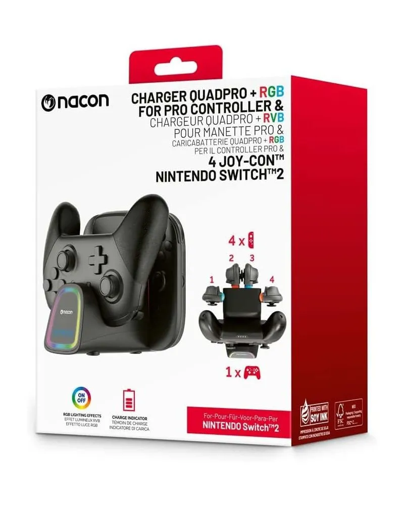 Punjač Nacon za Pro Controller/Joy Con - Quadpro Charger 