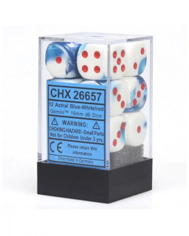 Kockice Chessex - Gemini - Polyhedral - Astral Blue & White - Dice Block 16mm (1 