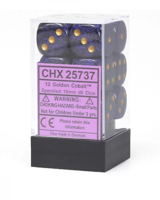 Kockice Chessex - Speckled - Golden Cobalt - Dice Block 16mm (12)