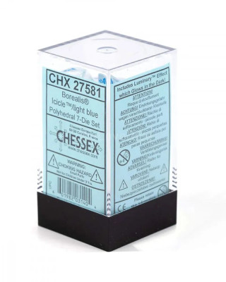 Kockice Chessex - Borealis - Mini Polyhedral - Luminary - Icicle & Light Blue (7 