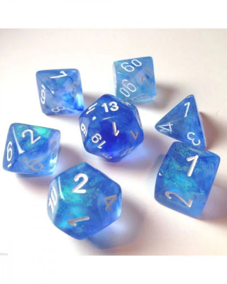 Kockice Chessex - Borealis - Polyhedral - Sky Blue & White (7) 