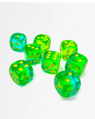 Kockice Chessex - Gemini - Translucent - Green-Teal & Yellow - Dice Block 16mm ( 