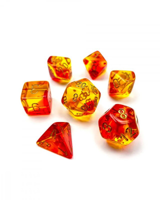 Kockice Chessex - Gemini - Translucent - Red-Yellow & Gold (7)