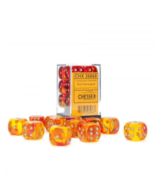 Kockice Chessex - Gemini - Translucent - Red-Yellow & Gold - Dice Block 16mm (12