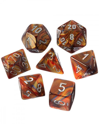 Kockice Chessex - Lustrous - Mini Polyhedral - Gold & Silver (7) 