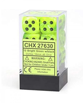 Kockice Chessex - Vortex - Mini Polyhedral - Bright Green & Black (7) 