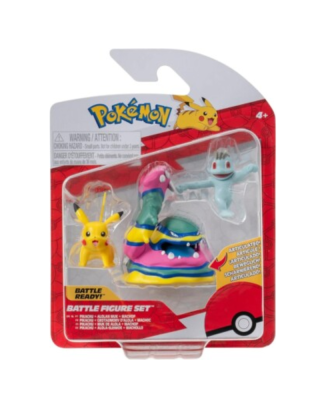 Pokemon Battle Figure Set - Machop, Pikachu #1 And Alolan Muk - Battle Ready! 