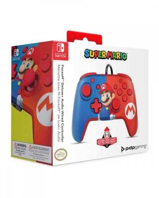 Gamepad PDP Faceoff Deluxe Controller + Audio - Mario 