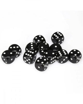 Kockice Chessex - Opaque - Black & White - Dice Block 16mm (12)