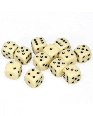 Kockice Chessex - Opaque - Ivory & Black - Dice Block 16mm (12)