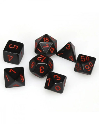 Kockice Chessex - Opaque - Polyhedral - Black & Red (7)