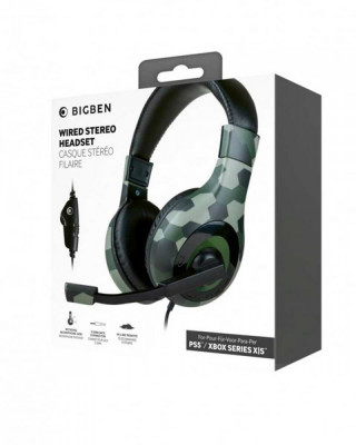 Slušalice BigBen Wired Stereo Headset - Camo Green Playstation 5 Xbox Series s X 