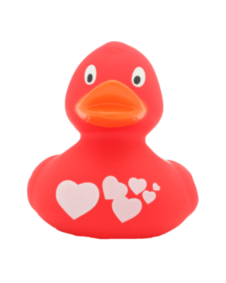 Lilalu Patkica - Red Duck With White Hearts - Rubber Duck 