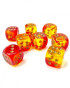 Kockice Chessex - Gemini - Translucent - Red-Yellow & Gold - Dice Block 12mm (36