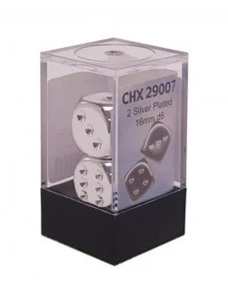 Kockice Chessex - Silver Metallic Dice Pair D6 16mm