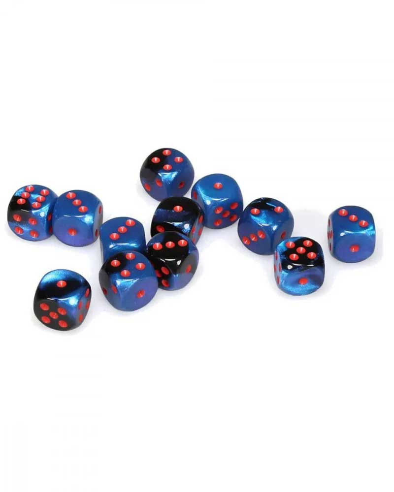 Kockice Chessex - Gemini - Polyhedral - Black Starlight & Red - Dice Block 16mm 