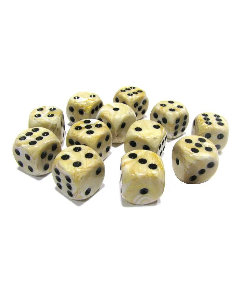 Kockice Chessex - Marble - Ivory & Black - Dice Block 16mm (12)