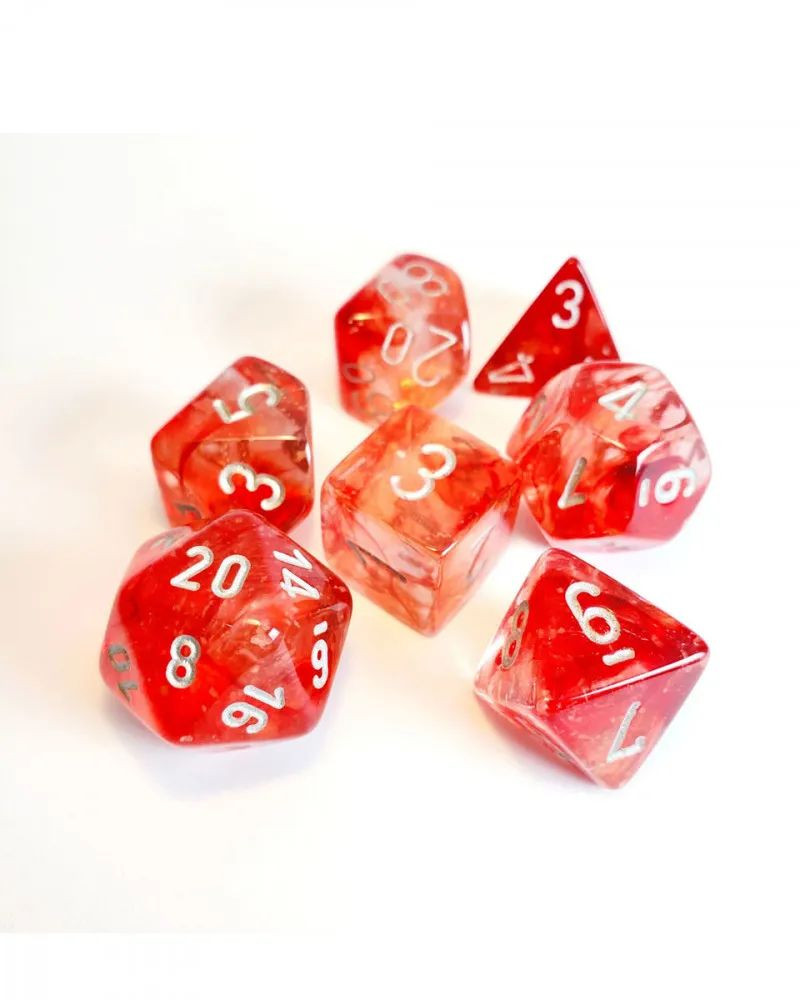 Kockice Chessex - Nebula - Luminary - Red & Silver (7)