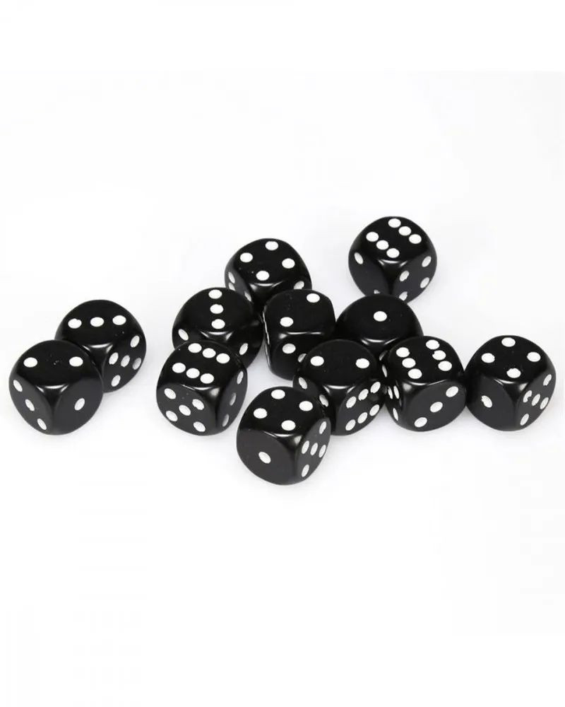 Kockice Chessex - Opaque - Black & White - Dice Block 16mm (12)