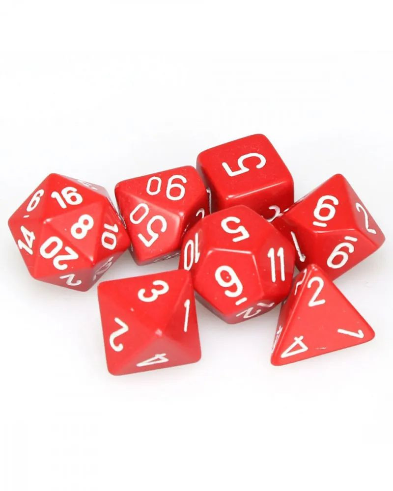 Kockice Chessex - Opaque - Polyhedral - Red & White (7)