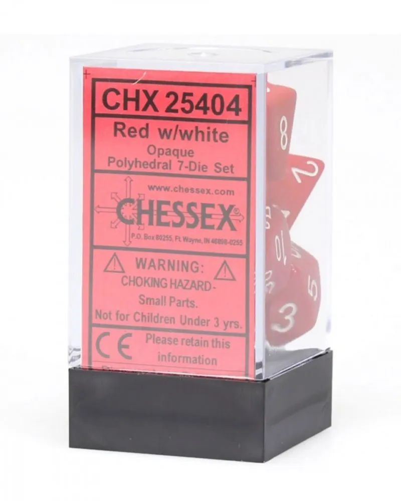 Kockice Chessex - Opaque - Polyhedral - Red & White (7)