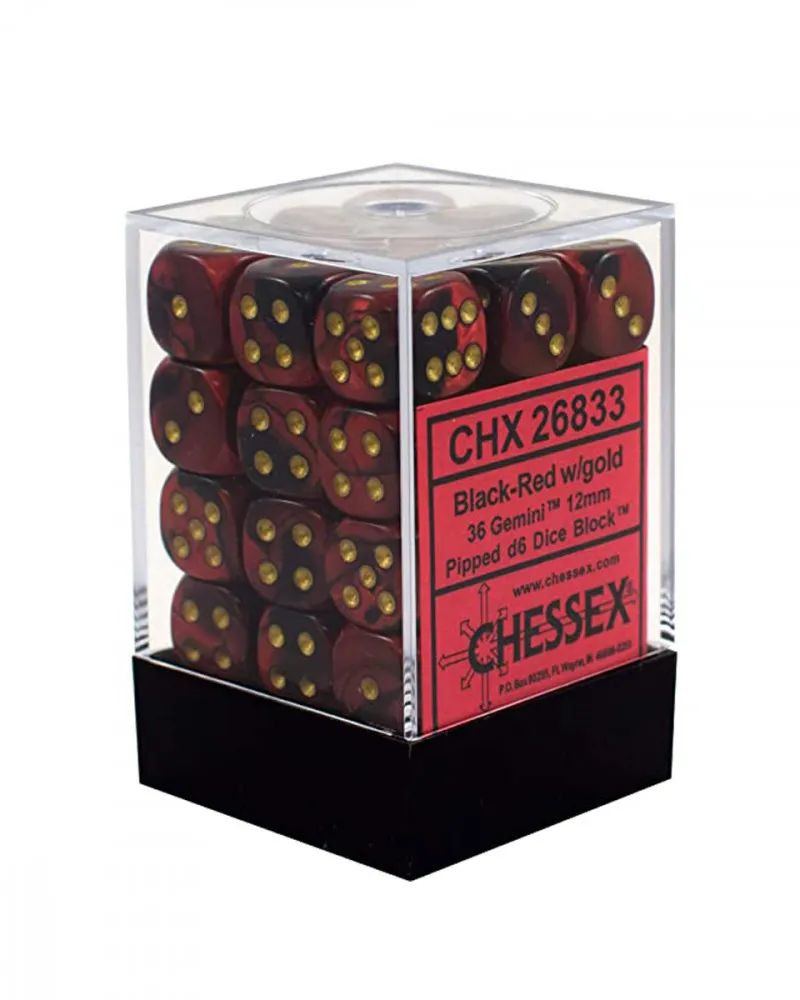 Kockice Chessex - Vortex - Burgundy & Gold - Dice Block 12mm (36)