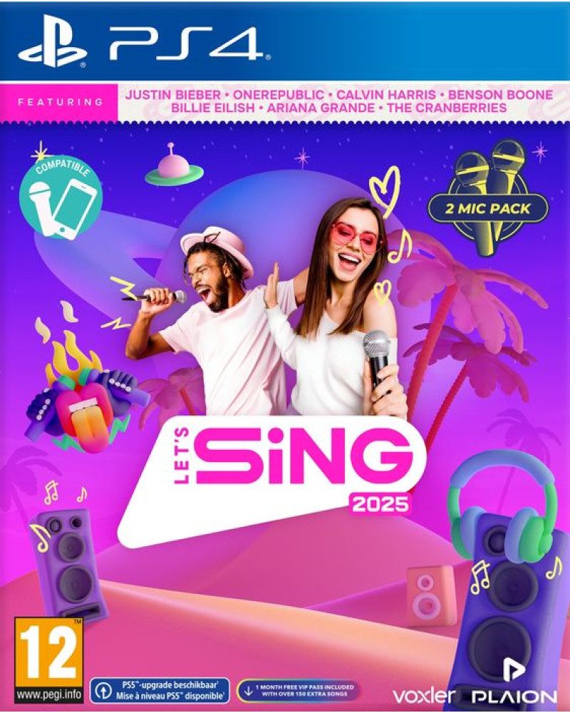PS4 Let's Sing 2025 + 2 Mikrofona