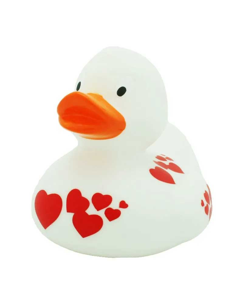 Lilalu Patkica - White  With Red Hearts  - Rubber Duck 