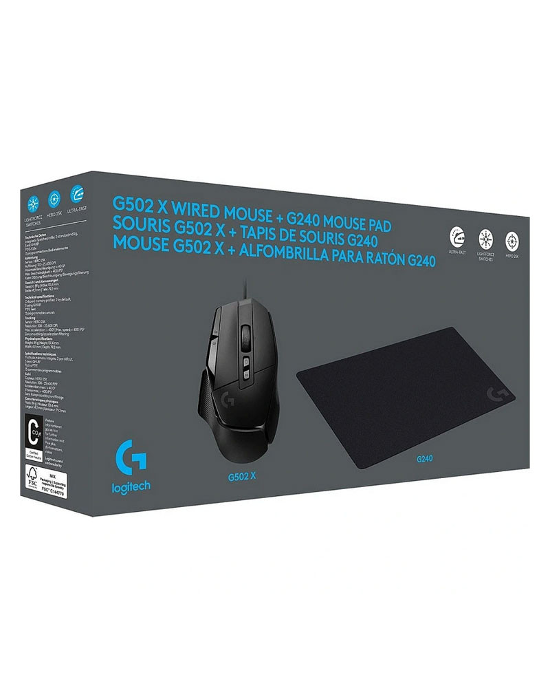 Miš Logitech G502 X - Black + Podloga Logitech G240 