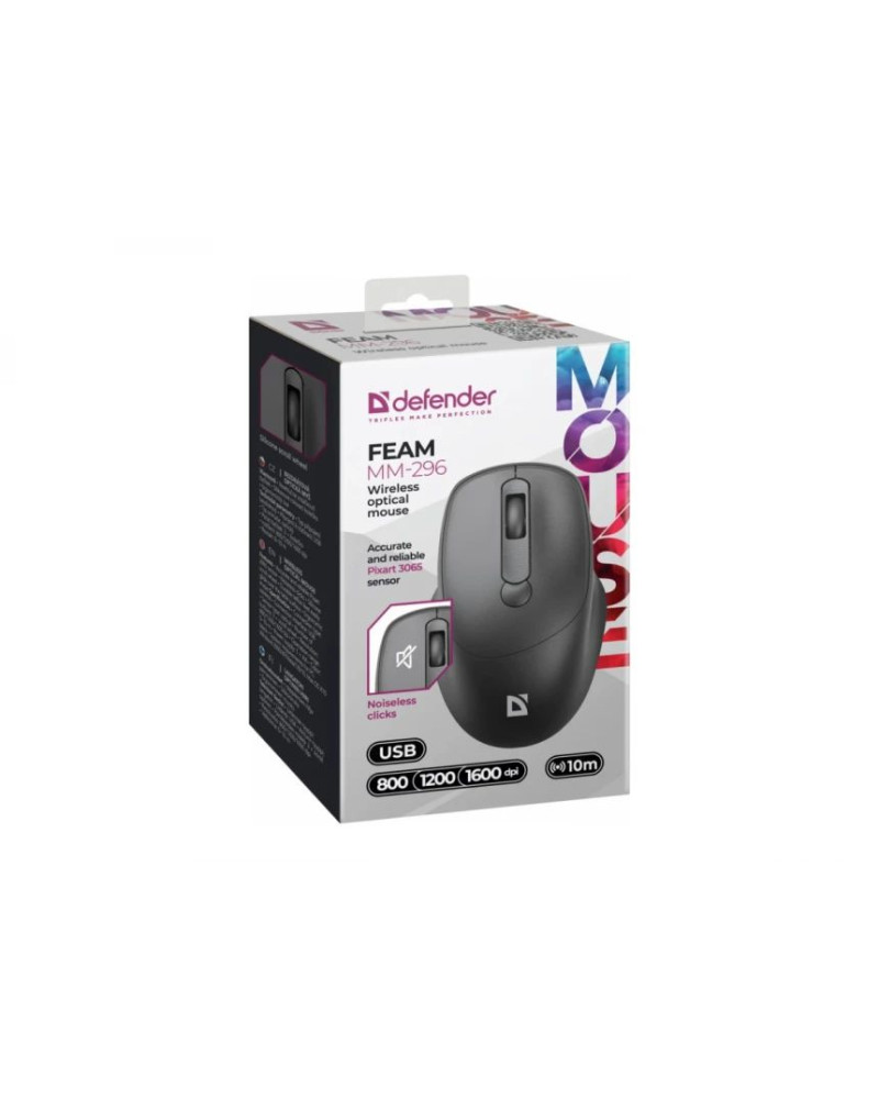 Miš Defender Feam MM-296 - Wireless Optical Mouse - Black 