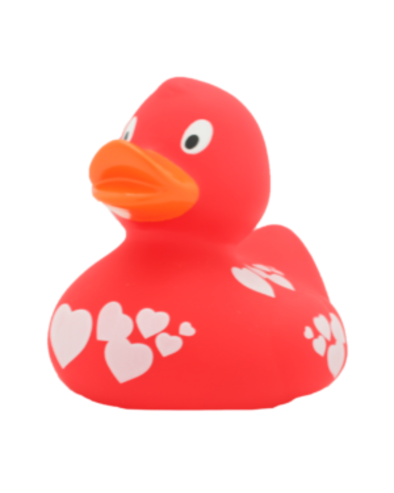 Lilalu Patkica - Red Duck With White Hearts - Rubber Duck 