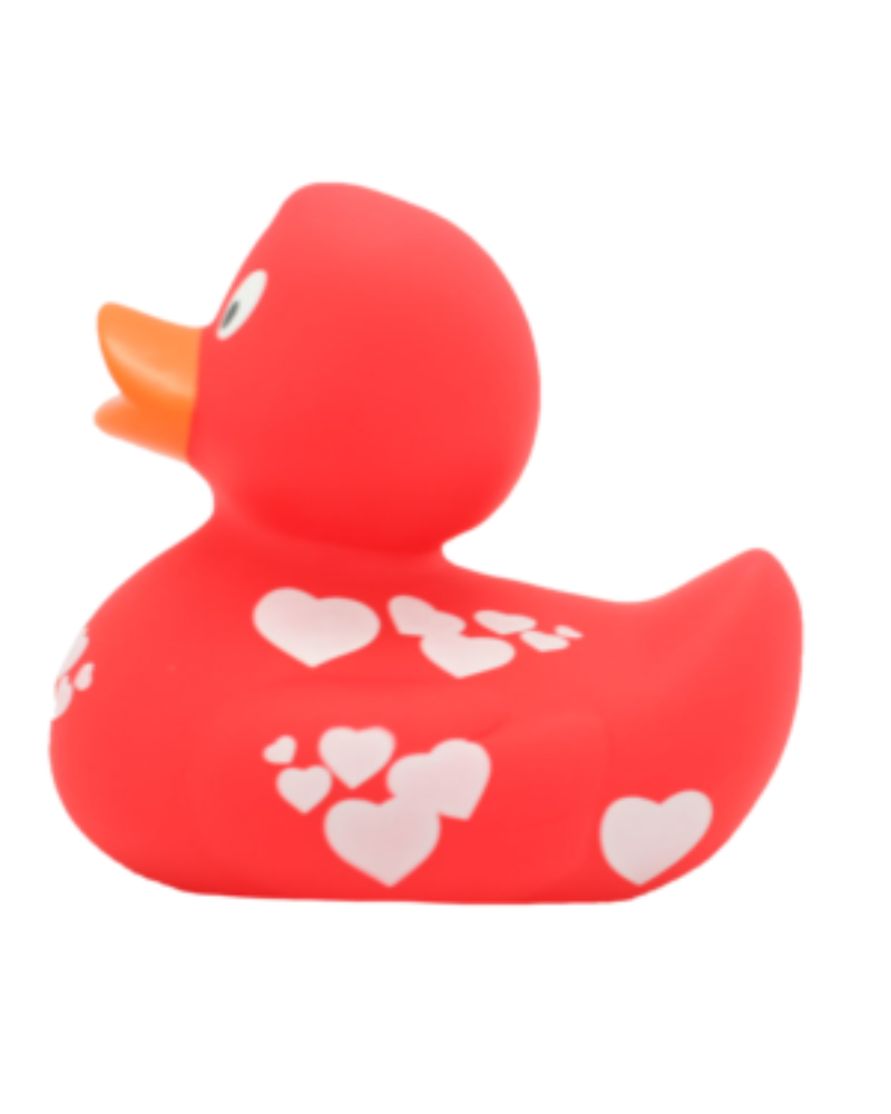 Lilalu Patkica - Red Duck With White Hearts - Rubber Duck 