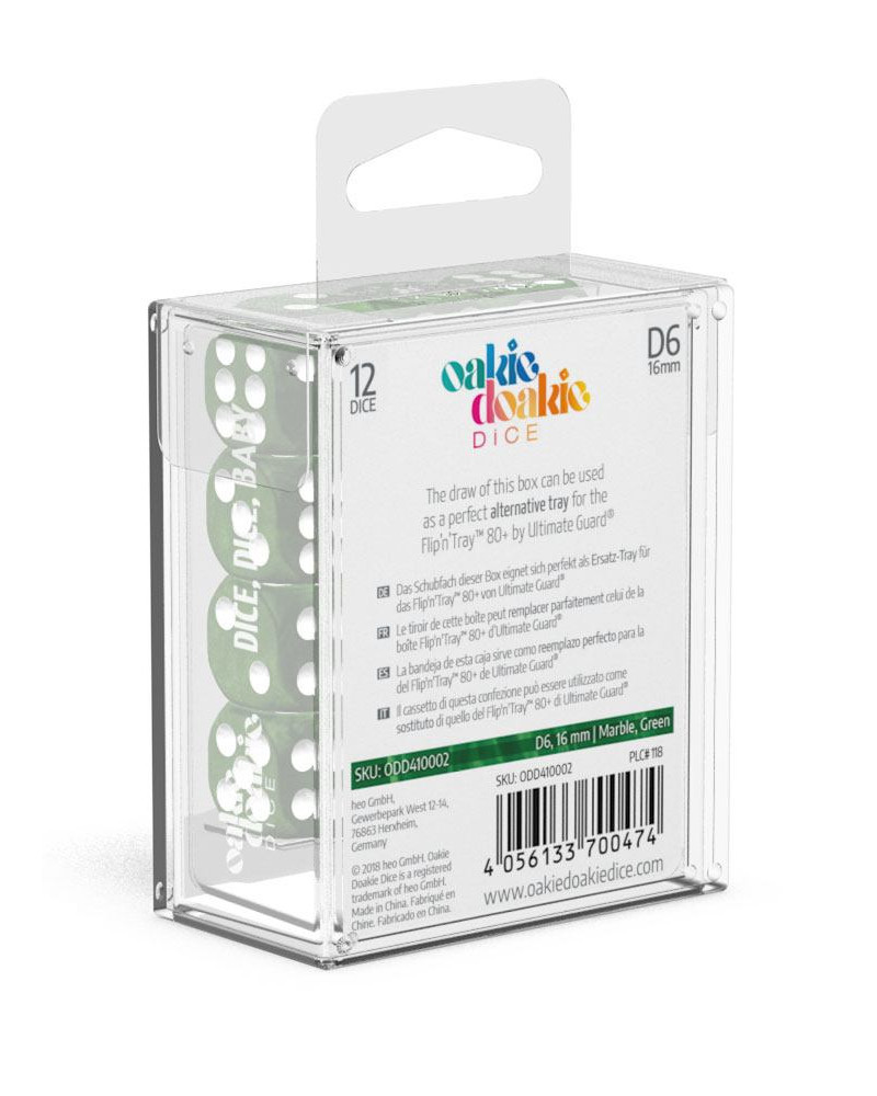 Kockice Oakie Doakie Dice D6 16 mm Marble - Green (12)