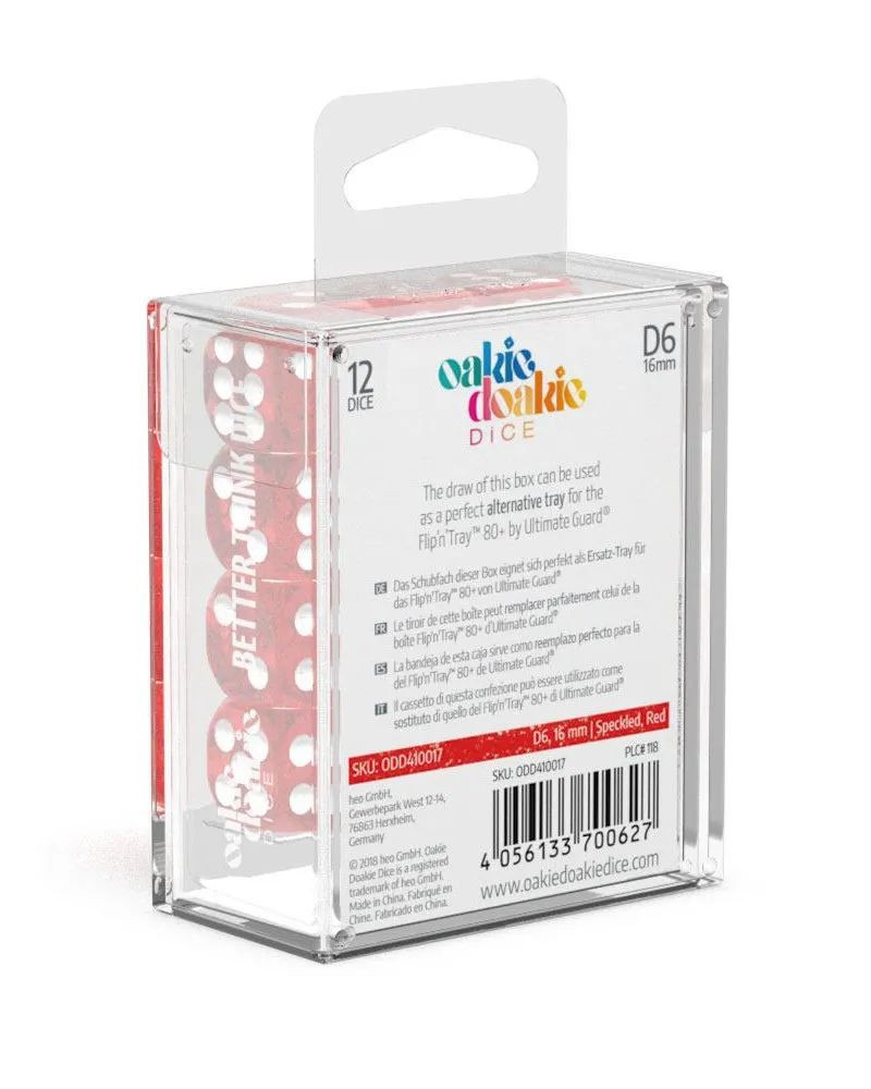 Kockice Oakie Doakie Dice D6 16 mm Speckled - Red (12)