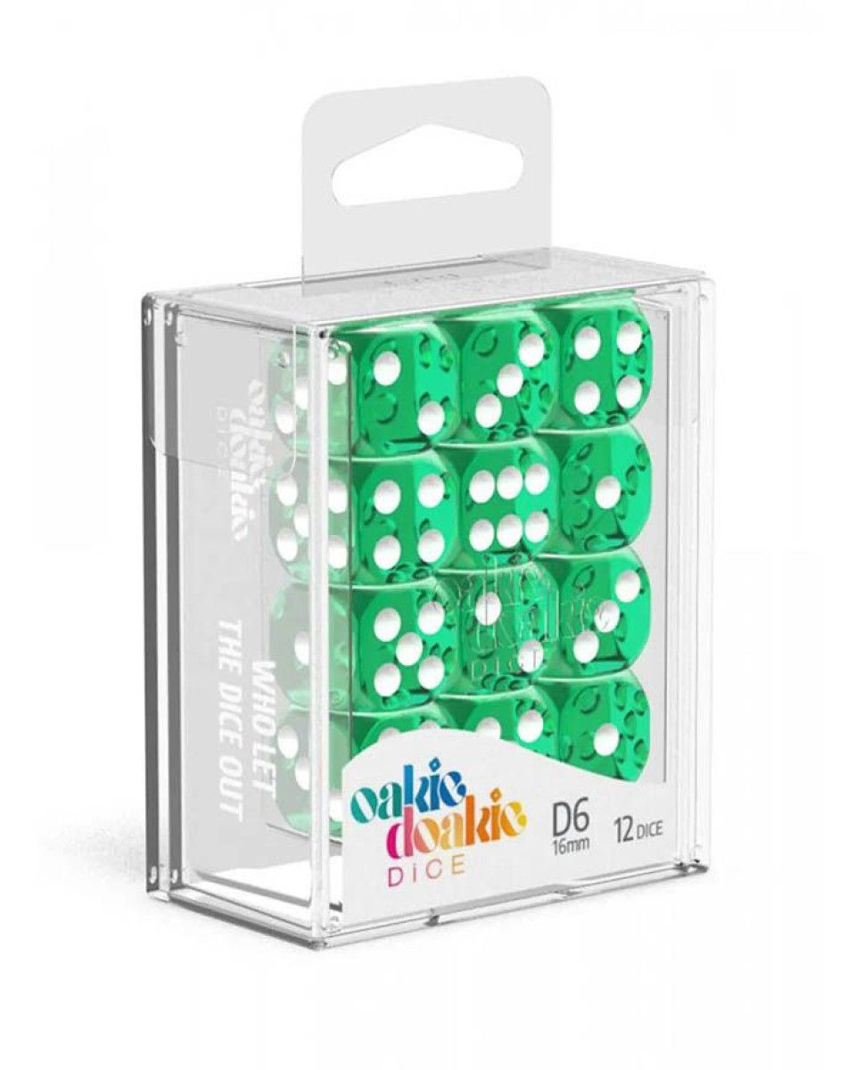 Kockice Oakie Doakie Dice D6 16 mm Translucent - Green (12) 