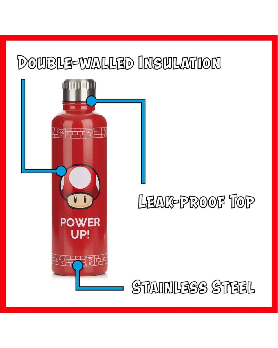 Boca Paladone Super Mario - Power Up - Metal Water Bottle 
